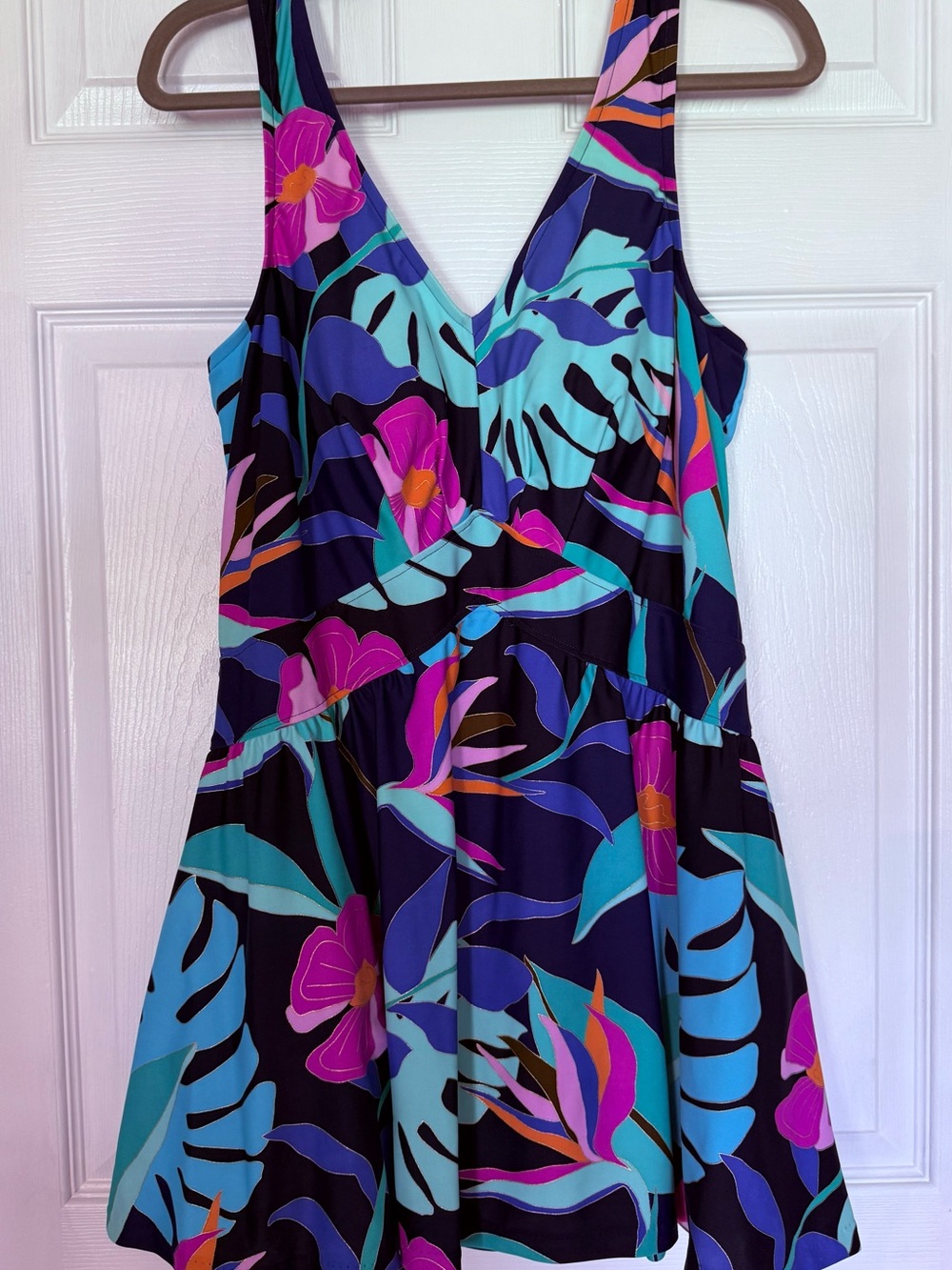 Maxine of Hollywood Tropical Floral One-Piece Swimsuit in Navy, Teal, Pink